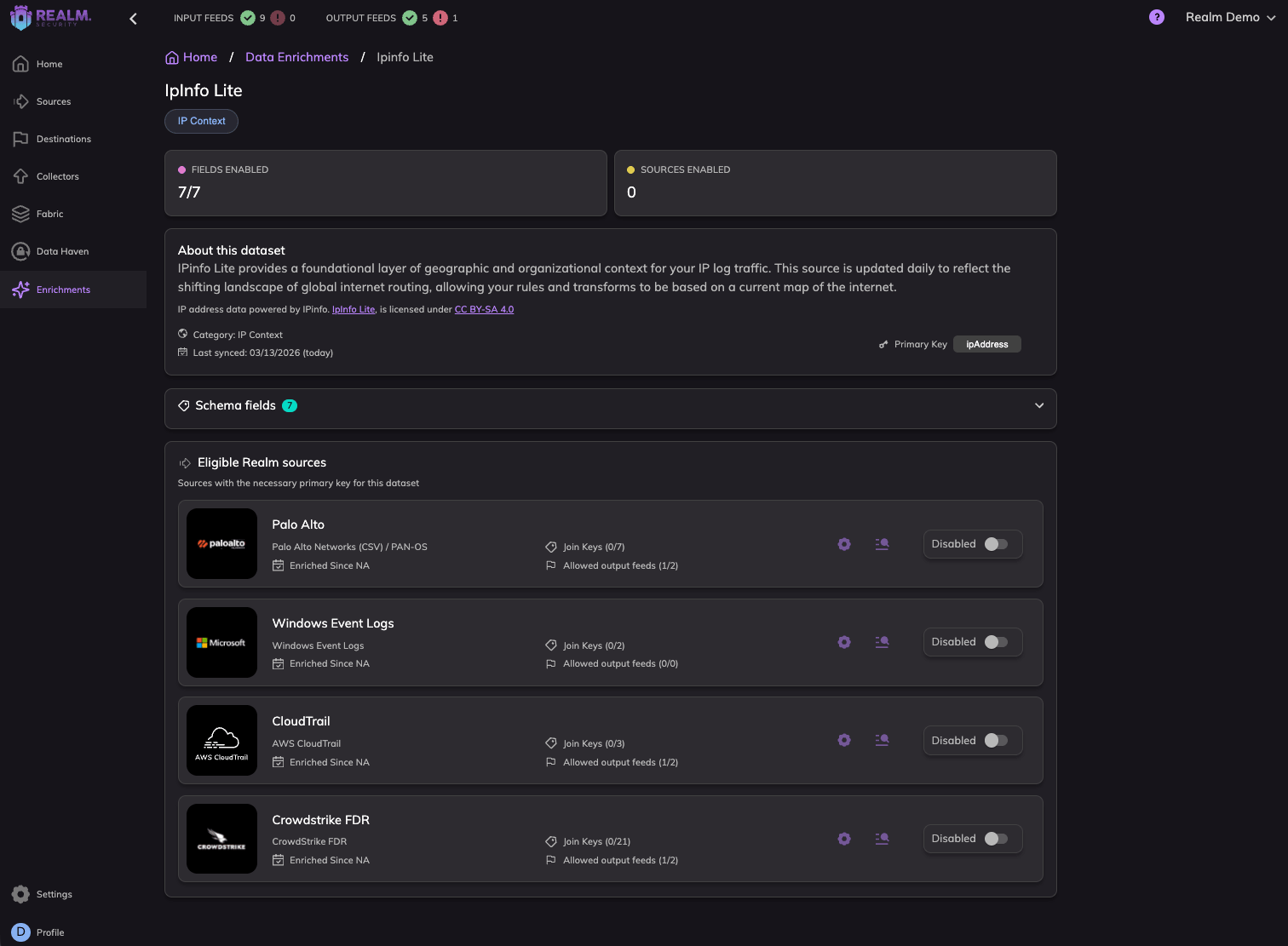Realm Data Enrichment - telemetry in the security data pipeline.