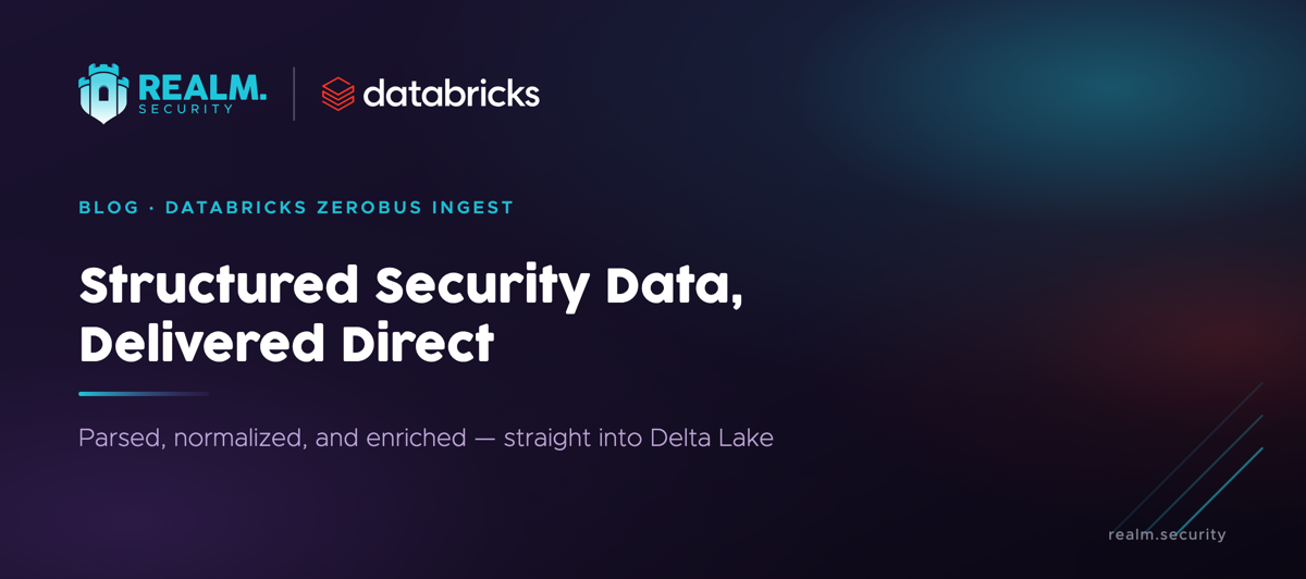 Realm and Databricks Zerobus Ingest — clean, structured security data delivered direct to Delta Lake, from Realm Security